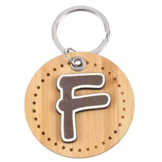 Llavero inicial 'F' bambú