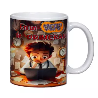 Taza con mensaje 'Ets un Jefe de primera!!!'