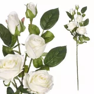 Rama rosa artificial crema 70. Flores artificiales