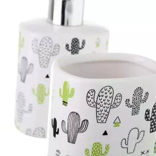 Set baño dosificador y vaso cerámica cactus · Dosificadores de baño · La Llimona home