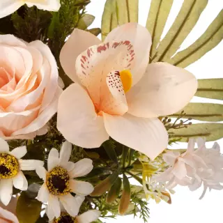 Ramo rosas y orquídeas artificiales crema 58 · Funerario · Ramos flores artificiales · La Llimona home