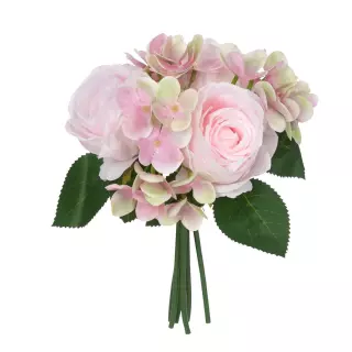 Ramo atado hortensias y rosas artificiales rosadas · Ramos flores artificiales · La Llimona home