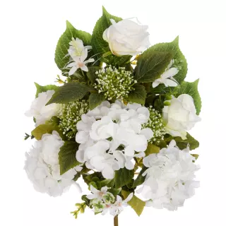 Ramo hortensias y rosas artificiales blancas 50 · Funerario · Ramos flores artificiales cementerio · La Llimona home