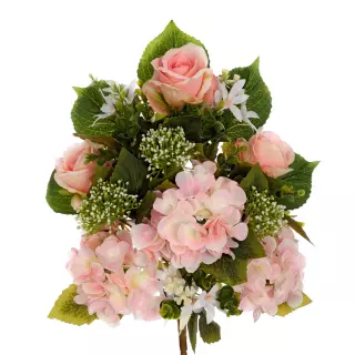 Ramo hortensias y rosas artificiales rosadas 50 · Funerario · Ramos flores artificiales cementerio · La Llimona home
