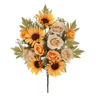 Ramo girasoles y rosas artificiales naranjas 58 · Funerario · Ramos flores artificiales cementerio · La Llimona home