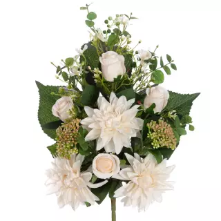 Ramo dalias y rosas artificiales blancas 50 · Funerario · Ramos flores artificiales cementerio · La Llimona home