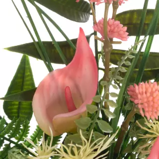 Arreglo floral calas artificiales rosa jarrón 48. Funerario. Jardineras y centros artificiales