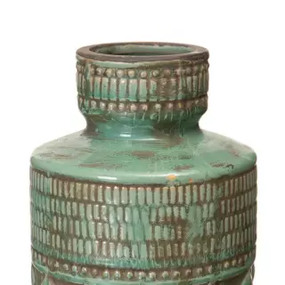 Jarrón cerámica verde envejecido cenefa 25 · Decoración y complementos · La Llimona home