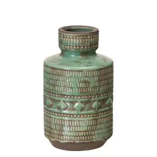 Jarrón cerámica verde envejecido cenefa 32 · Decoración y complementos · La Llimona home