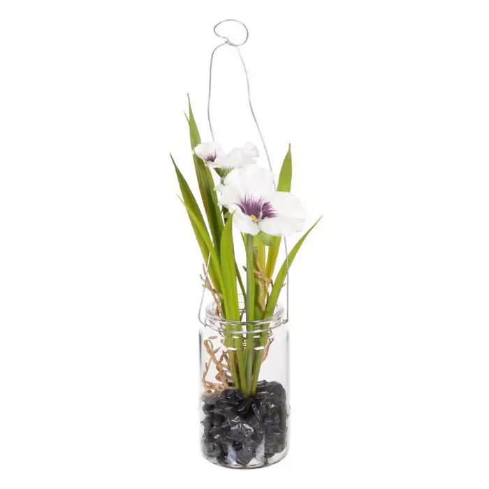 Jarrón cristal flor pensamiento artificial blanca · Flores artificiales · Arreglos florales artificiales · La Llimona home