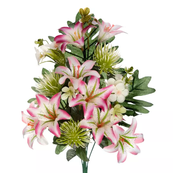 Ramo liliums y mums artificiales fucsia 42 · Funerario · Ramos flores artificiales · La Llimona home Ramo liliums y mums artificiales fucsia 42 · Funerario · Ramos flores artificiales · La Llimona home