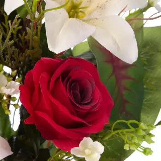 Ramo liliums y rosas artificiales rojo 53 · Funerario · Ramos flores artificiales cementerio · La Llimona home