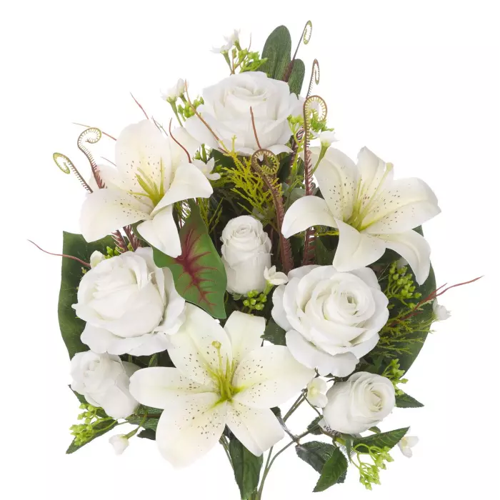 Ramo liliums y rosas artificiales blanco 53 · Funerario · Ramos flores artificiales cementerio · La Llimona home