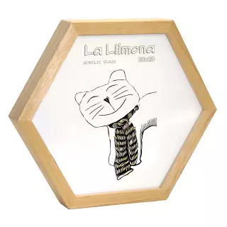Portafotos hexagonal Sixti madera natural 20x23. Marcos para fotos
