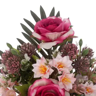 Ramo rosas astra artificiales fucsia 51. Funerario. Ramos,flores artificiales cementerio
