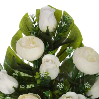 Ramo ranúnculos y rosas artificiales crema 48. Funerario. Ramos,flores artificiales cementerio