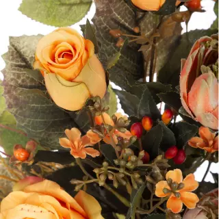 Ramo proteas y rosas artificiales naranja 62. Funerario. Ramos,flores artificiales cementerio