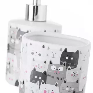 Set baño dosificador y vaso cerámica gatos · Dosificadores de baño · La Llimona home