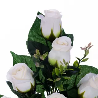Ramo rosas artificiales blancas 40. Funerario. Ramos,flores artificiales cementerio