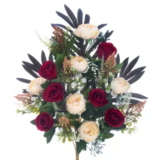 Ramo peonías y rosas artificiales rojas 54. Funerario. Ramos y flores artificiales. La Llimona home.